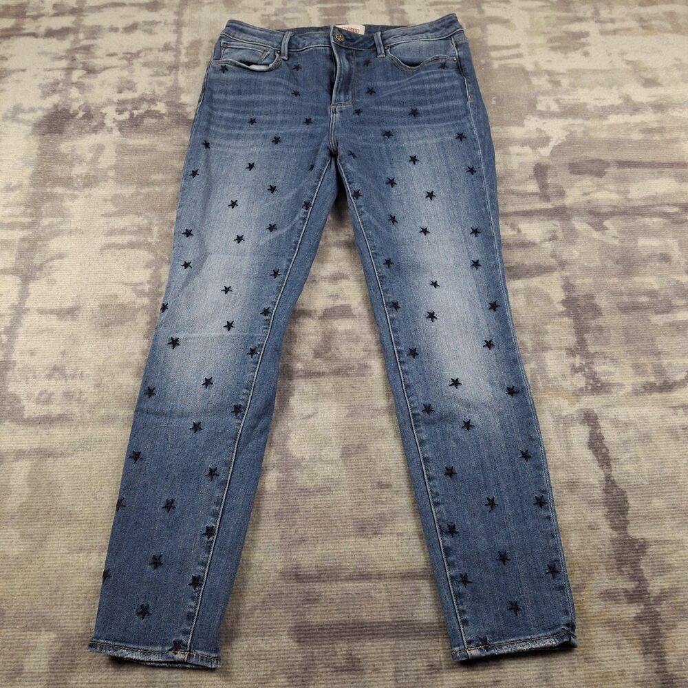 Driftwood Jeans Womens 29 High Rise Skinny Blue Embroidered Star Denim P40519A